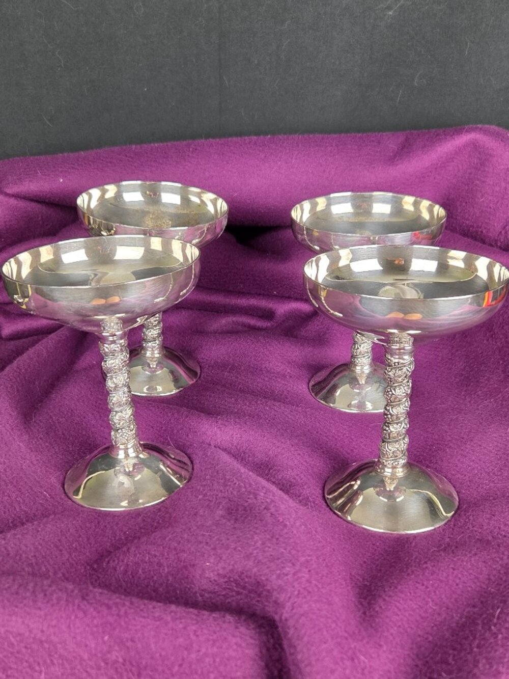 Share 4 Vintage Plator Silverstone Champagne Goblets Chalice Made in Spain
